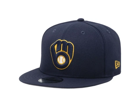 New Era 9Fifty Men Cap MLB Basic Milwaukee Brewers Glove Navy Blue Snapback Hat Cover