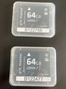 2 Pack - Pro Master Professional 64gb Compact Flash UDMA 7 - Code 5955 - Picture 1 of 2