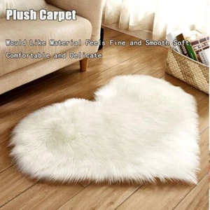 Heart Shaped Carpet Shaggy Carpet Sofa Cushion Chair Cover Seat Pad Floor Mats - Picture 1 of 22