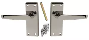Polished Chrome Victorian Straight Internal Door Handle Set 1-15 117x40mm Levers - Picture 1 of 4