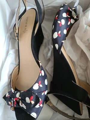 Call it Spring Black Suede Wedges ankle strap size 5 NEW - Image 1 of 4