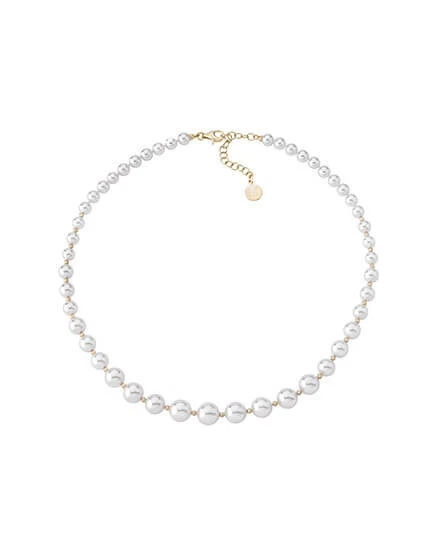 Collare MAJORICA Perla Bianca Argento 1 Legge 6/10mm 43cm Placcato Donna - Immagine 1 di 3