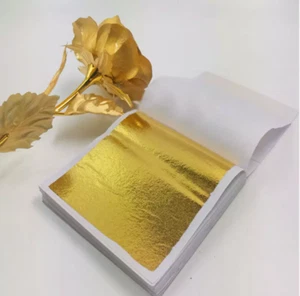 100pcs Sheets Imitation Gold Foil Paper Leaf Gilding DIY Art Craft Paper DD - Picture 1 of 3
