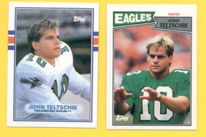 1987 & 1989 Topps JOHN TELTSCHIK Philadelphia Eagles 2-Card Lot Rookie Card - Picture 1 of 1