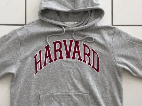 Auth HARVARD UNIVERSITY All Stitched Pullover Hooded Sweatshirt, size Medium Cover
