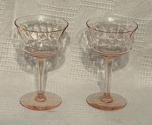 Paar SELTENE HEISEY Gayoso PINK DIAMANT OPTIK Champagner große Sherbert Gläser 5" - Bild 1 von 15