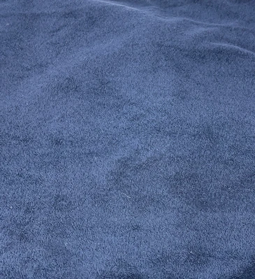 Navy Blue Terry Cloth Polyester Blend Fabric 33"x 64" Vintage Short Nap No Brand - Image 1 of 4