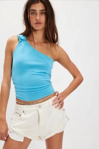 NWT FREE PEOPLE Knot Your Girl Tank TOP XS LAGUNA BLUE - Picture 1 of 5