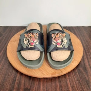 Polo Ralph Lauren Cayson Mens Size 10 Sandals Green Camo Tiger Slides Flip Flops - Picture 1 of 10