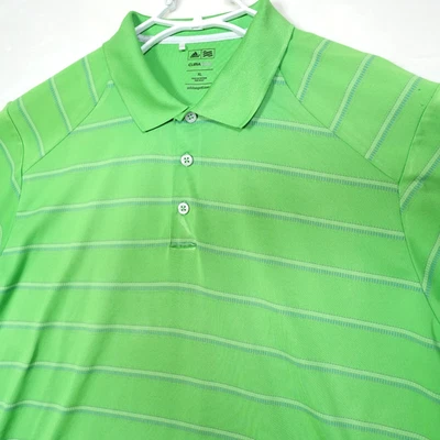 Camisa Polo Adidas Para Hombre XL Verde Rayas Golf ClimaCool Elastizada Manga Corta Foto 1 de 4