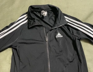 "ADIDAS" WARM-UP JACKE DAMEN XS (4-6) extra klein SCHWARZ mit WEISSEM BESATZ/LOGO wow - Bild 1 von 7
