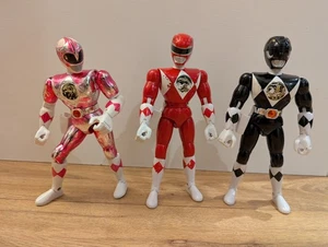 93 95 Mighty Morphin Power Rangers Black Red Pink 8" Figures Vintage Bandai AD - Picture 1 of 8