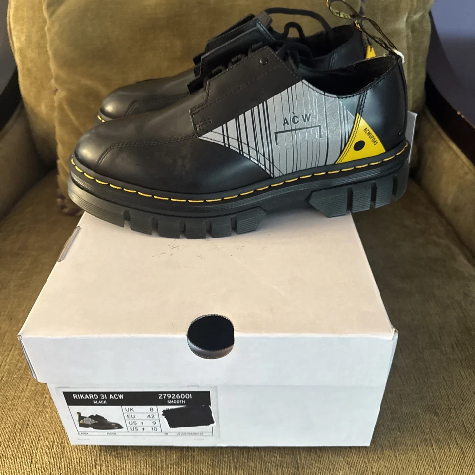 Dr Martens ACW UFO45 NEW US M9 US L10 Black Shiny Leather  Combat Boots NWB - Image 1 of 4