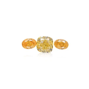 0.64 Carat - 3 Natural Loose Diamond Set Orange Yellow Cushion Oval VS2-SI1 - Picture 1 of 5