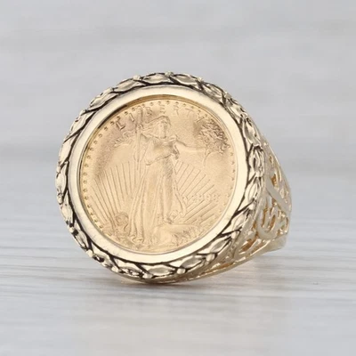 2003 American Gold Eagle Coin Ring 14k 22k gold 1/10ozt AGE Walking Liberty - Image 1 of 4