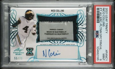 2021 Leaf Trinity #PA-NC1 Nico Collinn Laundry Tag Rookie Patch Auto XRC PSA 9 - Image 1 of 2