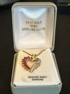 "Nueva cadena de oro de 18k sobre plata de ley de 16"" rubí genuino y diamantes #4" - Imagen 1 de 2