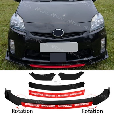 Alerón de parachoques delantero negro brillante rojo divisor de labios para Toyota Prius C 2001-2026 Foto 1 de 4