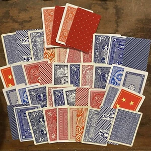 VTG Lot 44 Mixed Playing Card Ephemera Junk Journal Craft Red Blue 2 Each Design - Picture 1 of 4