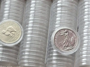 20 x Coin Capsules Round Boxes Cases Size 39 mm ( CROWN,£5 , 1oz Silver ) - Picture 1 of 4