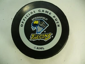 AHL Springfield Falcons '99-00 Old League Andrews Official Game Logo Hockey Puck - Picture 1 of 2