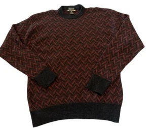 90s JOS. A Bank Merino Wool Sweater Chevron Knit XL Runs Small 3D Thick Soft - Picture 1 of 7