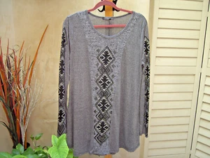 NEU Voice of California XL grau Polyester/Rayon Tunika Top/Kleid Brad Akzente - Bild 1 von 6