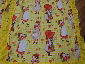 Vintage Holly Hobbie Bedspread & Valance Curtains (2) Panels w Tiebacks Canopy - Picture 1 of 5