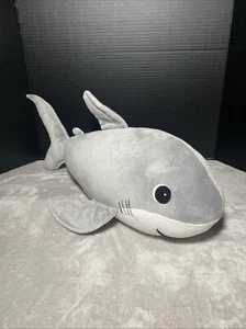 Snoozimals Gray Shark Plush 20"L Sewn Eyes Squishy Soft Stuffed Pillow Toy Lovey - Picture 1 of 5