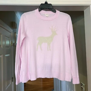 NWOT J.Crew Factory Crewcuts Girl's Pink Metallic Deer Sweater Size 14 - Picture 1 of 1