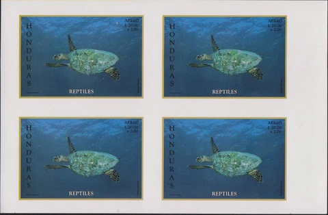 O) 1998 HONDURAS,IMPERFORATE,REPTILE- HAWKSBILL TURTLE CRITICALLY ENDANGERED-CHE Cover