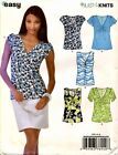 New Look E6940 FF Sewing Pattern Easy Twist-Front Stretch Knit Tops Women 4-16