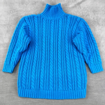 Vintage Espirit Sweater Womens L Blue Wool Turtleneck Cable knit Fisherman Y2K - Image 1 of 4