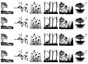 Summer Breeze 24 pcs 1 Inch Black Fused Glass Decals - Picture 1 of 1