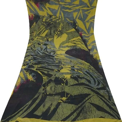 Vintage Multicolor Sarees 100% Pure Silk Georgette Printed Sari 5YD Craft Fabric - Image 1 of 4