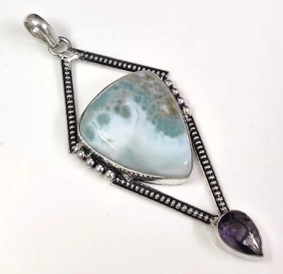 Подвеска в виде натурального грушевидного ларимара ювелирные изделия подарок другу - Изображение 1 из 4