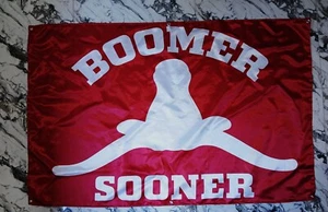 Horns Down Oklahoma Boomer Sooner Beat Texas One sided Flag - Picture 1 of 1