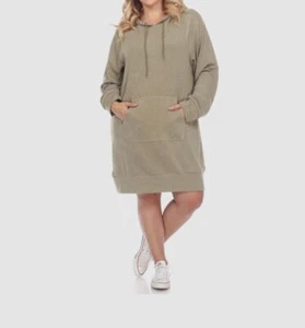 White Mark Women's Green Long Sleeve Hoodie Sweatshirt Dress Plus Size 1X - Picture 1 of 3