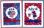 Handmade FOURTH OF JULY CROSS STITCH CARDS #JX13 -Lot of 2