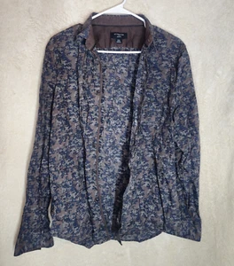Attention Mens Modern Fit Size M Brown Camo Button Up Shirt - Picture 1 of 8