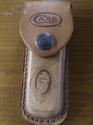 Funda para cuchillo plegable de bolsillo de 5" con estuche de cinturón de cuero impreso marrón a presión Foto 1 de 4