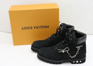 Louis Vuitton Suede Chain-Link Accents Lace-Up Boots Mens Size UK 8/US 9 - Picture 1 of 16