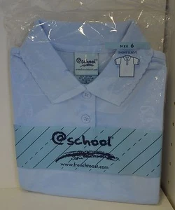 School POLO Shirt Girl 4 - 20 UNIFORM SHORT Sleeve Light Blue Pretty Collar GIRL - Picture 1 of 2