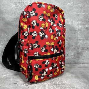 Disney Backpack Red Mickey Mouse All Over Pattern Small Approx. 11 X 6 X 3 - Picture 1 of 12