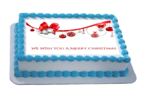 Ti auguriamo un buon Natale (campane / palline) A4 foglio di glassa / cake topper - Foto 1 di 1