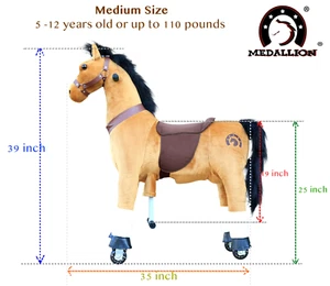 MEDALLION - My Pony Ride On Real Walking Horse for Children 5-12 years old BROWN - Picture 1 of 1