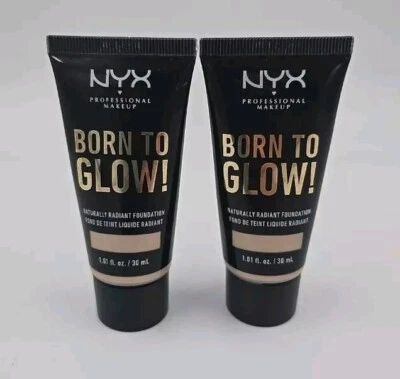 NYX NEUTRAL BUFF 10.3 Born to Glow Radiant Foundation 30ml x2 New Sealed RARE