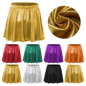 Kids Girls Skirts Ruffle Dance Metallic Pleated Elastic Waistband Costumes - Picture 1 of 70