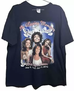 VINTAGE Whitney Houston Memorial Rap Shirt XLY2K 2012 Musik doppelseitig SELTEN - Bild 1 von 6