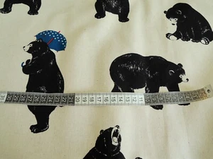 Good Quality Japanese Linen x Cotton Fabric / Bear Pattern Natural / cushion - Picture 1 of 3